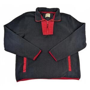 Old Navy Men's Size L Blue 1/4 Zip Fleece Pullover Jacket with Red Trim